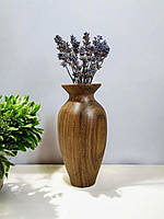 Дерев'яна ваза з горіха для декору і сухоцвітів
