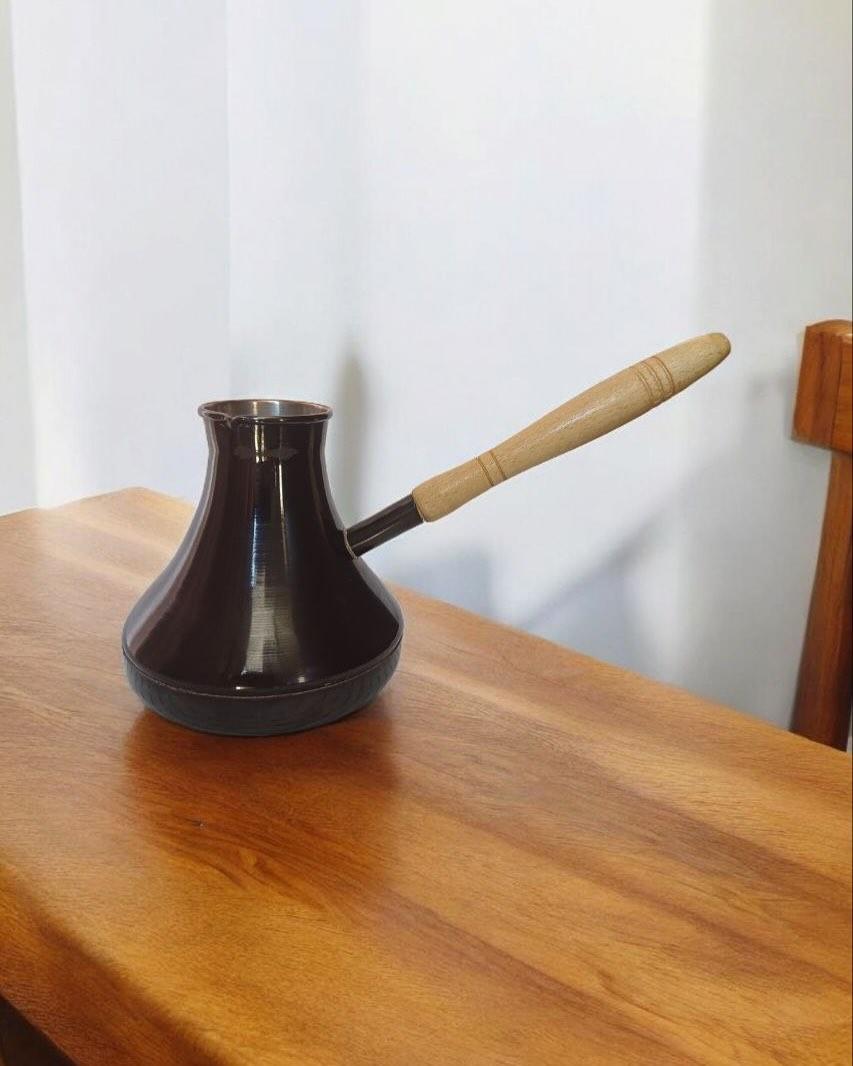 Джезва для кави по-турецьки "Лампа Алладіна" 500 мл з ручкою з дуба, ручна робота, фото 1