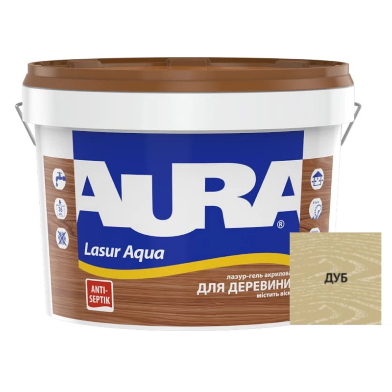 Лазур - лак акриловий Aura Lasur Aqua для деревини дуб 2.5л