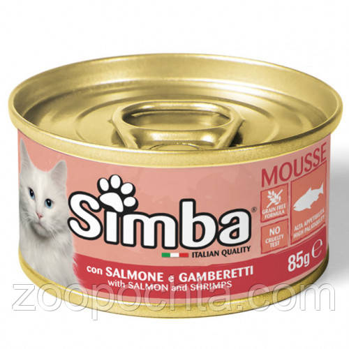 Вологий корм для котів SIMBA (Сімба) CAT WET з лососем та креветками 415 гр 24шт, фото 1
