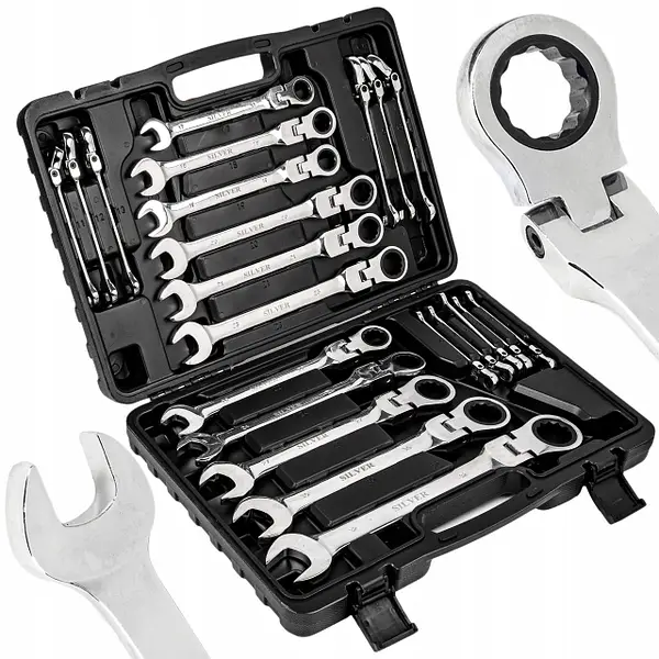 Набір ріжково-накидних ключів із тріскачкою Falon-Tech 22 шт 6-32 мм FT0632, фото 1