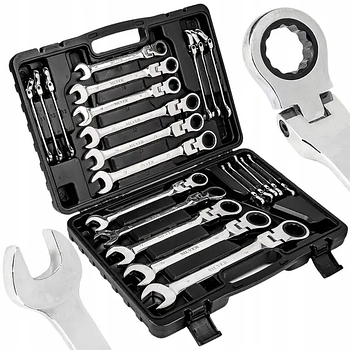 Набір ріжково-накидних ключів із тріскачкою Falon-Tech 22 шт 6-32 мм FT0632