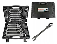 Професійний набір ріжково-накидних ключів із тріскачкою 6-32 мм 22 од. Silver SK-022-02, фото 4