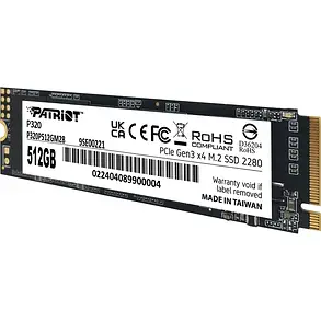 Накопичувач SSD 512GB Patriot P320 M.2 2280 PCIe 3.0 x4 NVMe TLC, фото 4