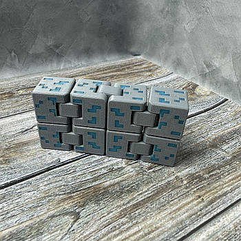 Нескінченний куб Антистрес Infinity Cube в стилі майнкрафт Minecraft Лазіритова Синя руда Світиться
