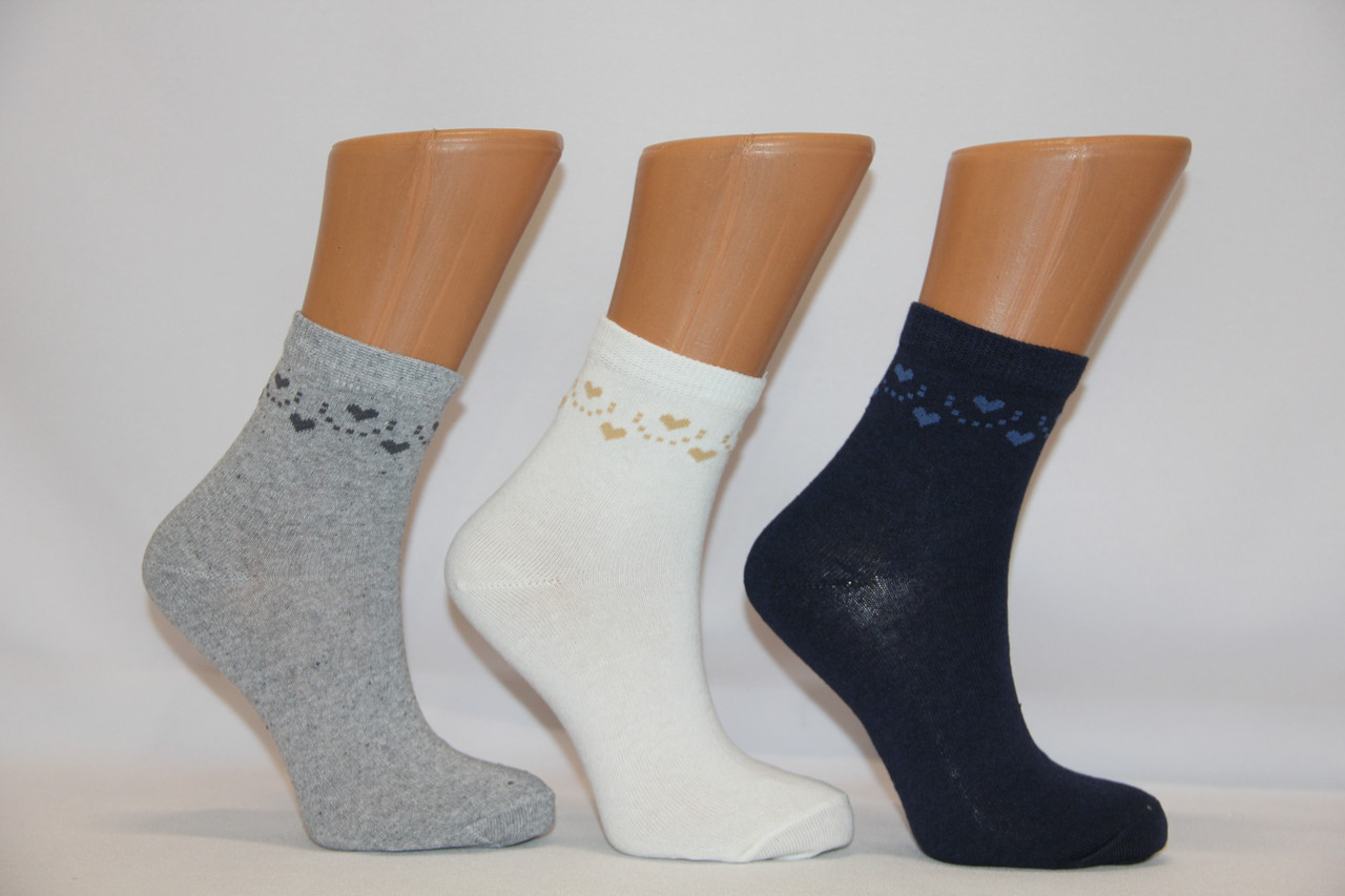 Жіночі шкарпетки середні стрейчеві п/е НЛ 23-25 М-3 серця