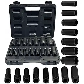 Набір ударних шестигранних головок 1/2" CR-MO 16 од. Vorfal VF08116