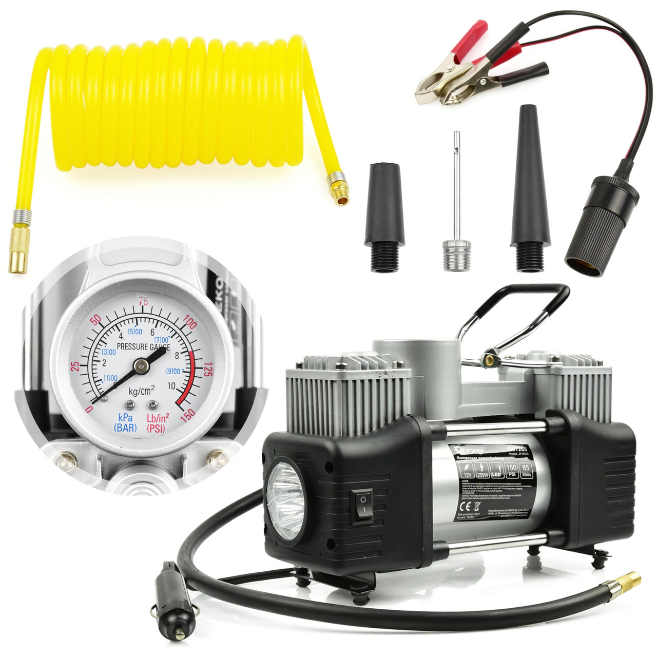 Автомобільний компресор 12V 250W Geko G01265