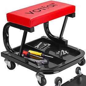 Стілець автослюсаря підкатний з полицею для інструментів 136 кг Vorfal V07726