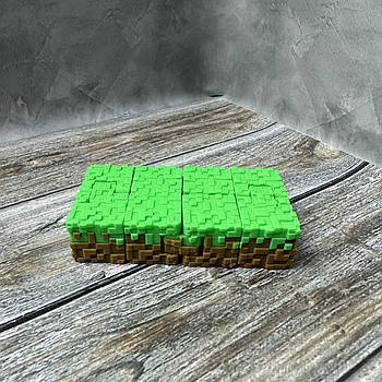 Нескінченний куб Антистрес Infinity Cube в стилі майнкрафт Minecraft Трава