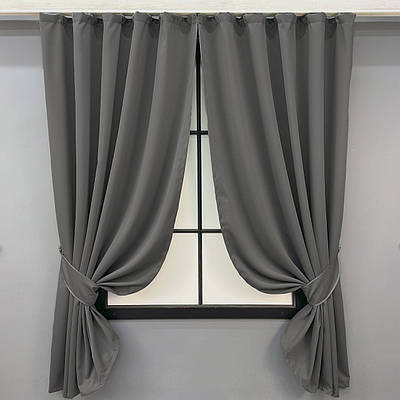 Комплект (2шт. 1,4х1,7м.) коротких штор із тканини блекаут "Midnight". Колір сірий. Код 1671ш 35-0333