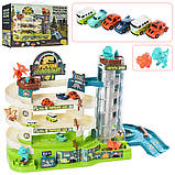 Гараж Трек Парковка 3 поверхи, ліфт, машинки, Dinosaur Track T103-66A, фото 3