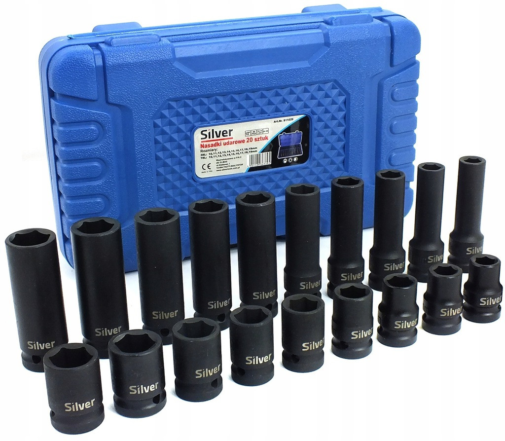 Набір довгих та коротких ударних головок 1/2" 10-19 мм S11029, фото 1