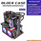 Алюмінієвий відкритий корпус open frame для комп’ютера материнських плат atx matx з горизонтальним кріпленням відеокарти, фото 9