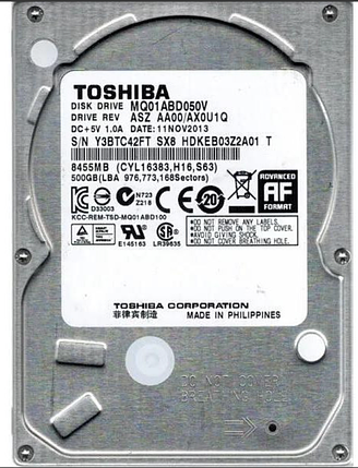 Жорсткий диск 2.5" 500GB Toshiba 5400rpm 8MB Ref, фото 1
