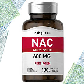 Відхаркуюче Piping Rock NAC N-Acetyl Cysteine 600 мг 100 капсул