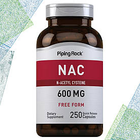 Відхаркуюче Piping Rock NAC N-Acetyl Cysteine 600 мг 250 капсул