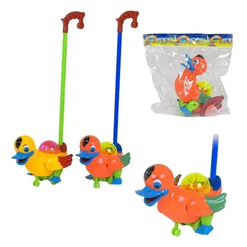 Каталка Каченя 316 (72/2) 2 види, світло, дзвіночок, з ручкою, в пакеті, фото 1