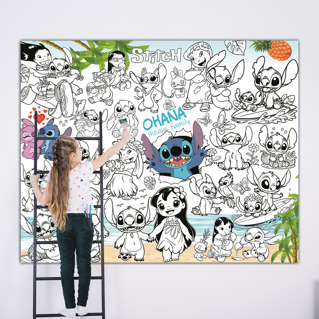 Розмальовка Стіч 120 х 150 см, Мега велика розмальовка, набір з фломастерами, фото 1