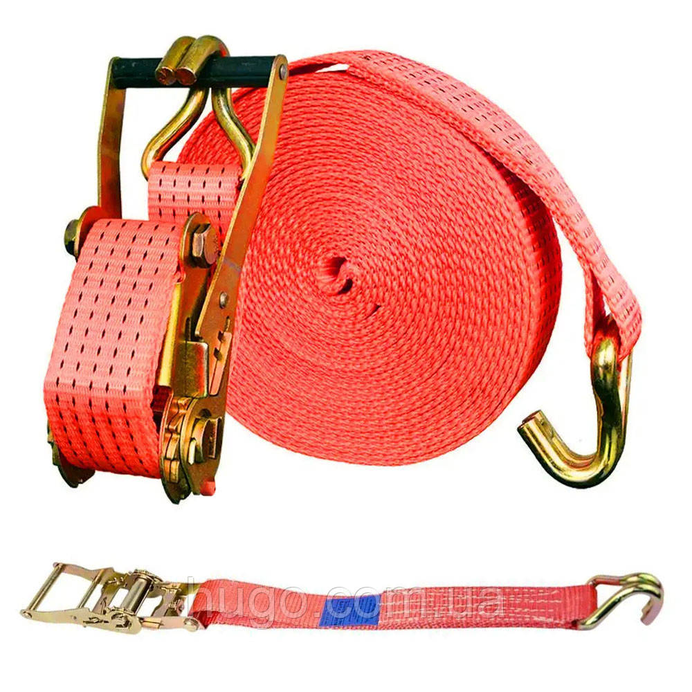 Тяговий ремінь з натягувачем до 2т (1,5м) / Трос з храповим механізмом / Автомобільний стяжний трос, фото 1