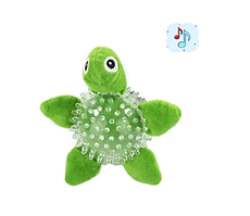 Іграшка м'яка для собаки Черепашка з силіконовими шипами зелена з піщалкою GrizZzly AnimAll 9 см