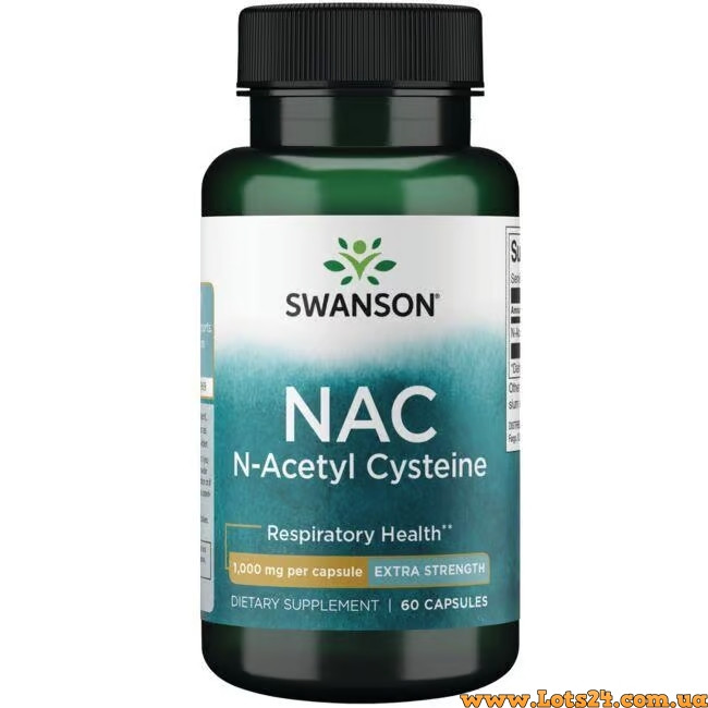 N-Ацетилцистеїн Swanson Premium NAC N-Acetyl Cysteine 1000 мг 60 капсул