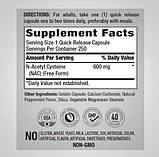 Відхаркуюче Piping Rock NAC N-Acetyl Cysteine 600 мг 250 капсул, фото 4