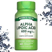 Nature's Truth Alpha Lipoic Acid 600 мг на порцію plus Biotin 60 капсул (Альфа-ліпоєва кислота + Біотин)