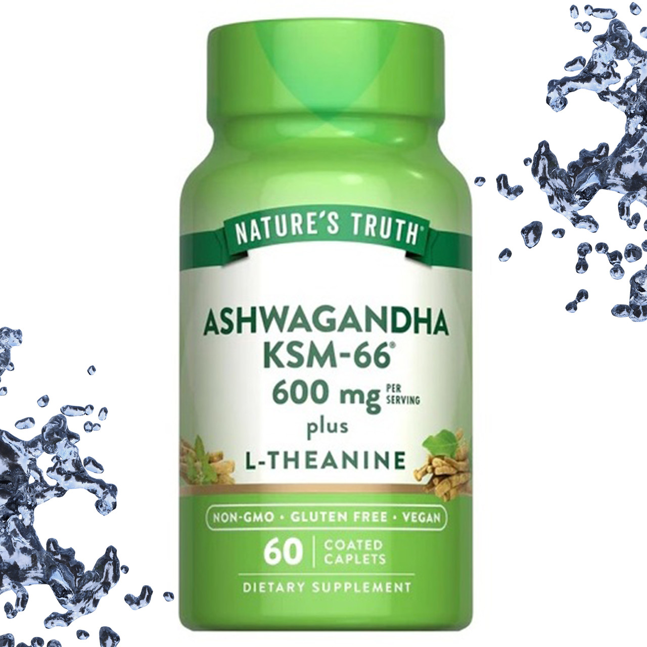 Ашваганда Nature's Truth Ashwagandha KSM-66 600 мг на порцію з Теаніном 60 каплетс