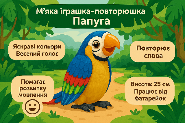 Інтерактивний Папуга - іграшка-повторюшка, синій 25 см K4107-3