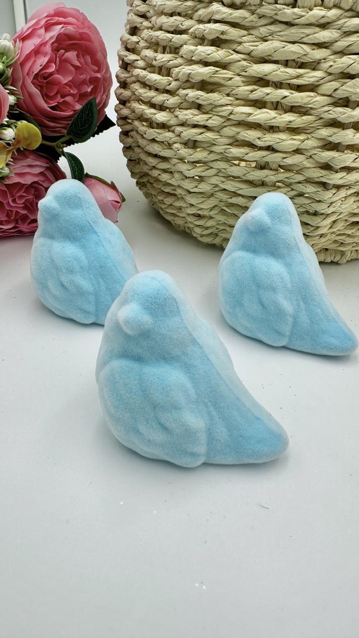 Пташка оксамитова 5 х 5 см. Колір - блакитний (за 1 шт), фото 1