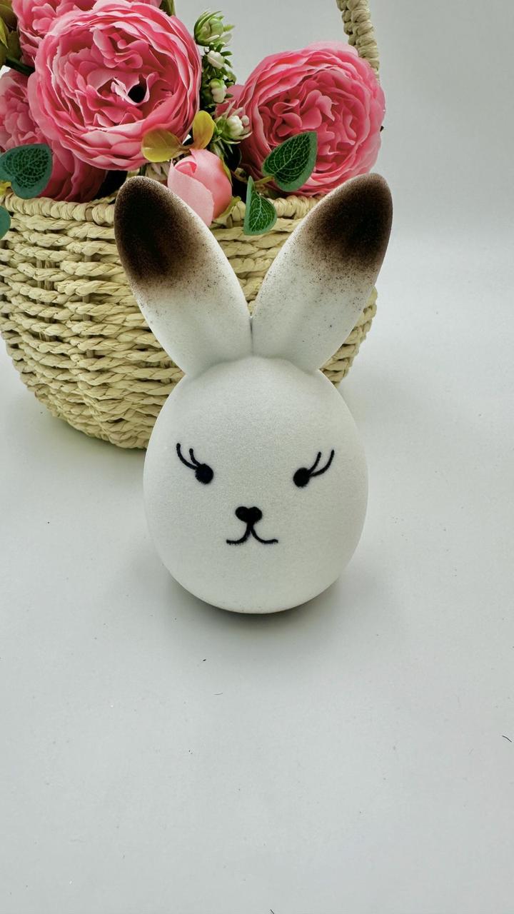 Великодній декор Заєць оксамитовий 7 х 13 см (1 шт.) Колір - білий, фото 1