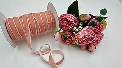 Стрічка оксамитова персикова. Ширина 1.5 см (за м)