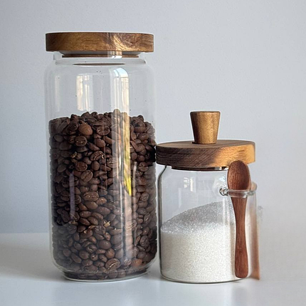 Компактний набір банок для кави та цукру 2шт Набори чай кава цукор Набір банок для зберігання чаю, фото 1