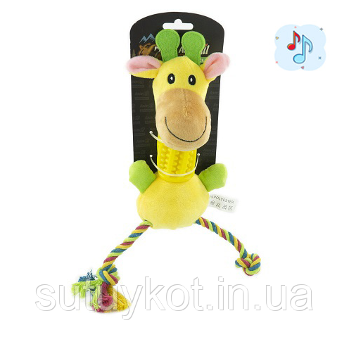 Іграшка м'яка для собаки Жираф з піщалкою GrizZzly AnimAll 30х13х10 см