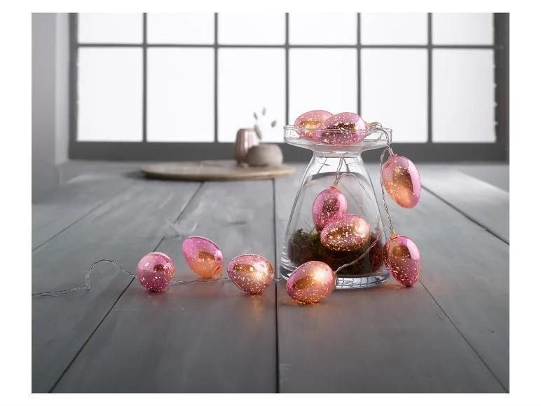 Led гірлянда Крашанки Livarno Home, 10 шт великодні яйця на батарейках з таймером, 120 см, фото 1