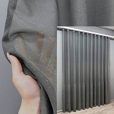 Готова тюль (3х2,7м) жакард, колекція "Greta". Колір графітовий. Код 1642т 42-0604