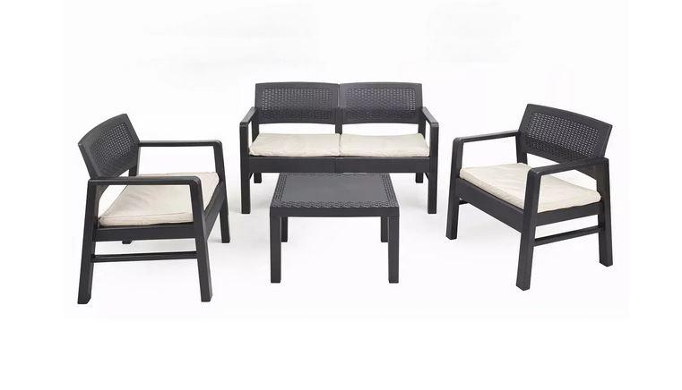 Комплект садових меблів Kilimanjaro з подушками пластик антрацит (ОСТ-ФРАН ТМ)