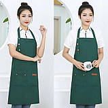 Фартух/передник для кухні з регульованим ремінцем і 3 кишенями YADILUN зелений (LB-181377), фото 2