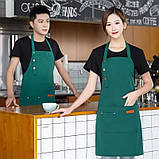 Фартух/передник для кухні з регульованим ремінцем і 3 кишенями YADILUN зелений (LB-181377), фото 5