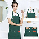 Фартух/передник для кухні з регульованим ремінцем і 3 кишенями YADILUN зелений (LB-181377), фото 6