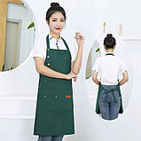 Фартух/передник для кухні з регульованим ремінцем і 3 кишенями YADILUN зелений (LB-181377), фото 7