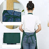 Фартух/передник для кухні з регульованим ремінцем і 3 кишенями YADILUN зелений (LB-181377), фото 8