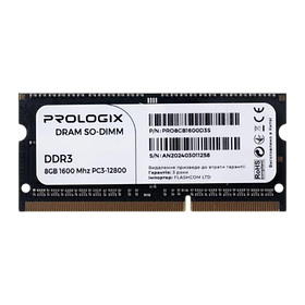 Оперативна пам'ять Prologix 8GB SODIMM DDR3 1600MHz (PRO8GB1600D3S)