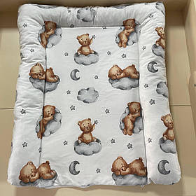 Сповивальний матрац на дитячий комод пеленатор з бортами синтепон знімний 70*55 см BST сіро-кавовий