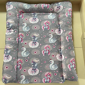 Сповивальний матрац на дитячий комод пеленатор з бортами синтепон знімний 70*55 см BST сіро-рожевий