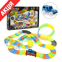 Гнучкий автотрек, що світиться, 446 см Гоночна траса з машинкою Magic Tracks Дитячий люмінесцентний трек 227 деталей