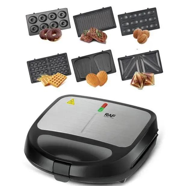 Мультимейкер (мультипекар) RAF R-541 850Вт зі змінними пластинами Сріблястий, фото 1