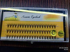 Накладні пучкові вії для приклеювання клеєм в домашніх умовах / Натуральний ефект 10D/ Вигин C/D/L