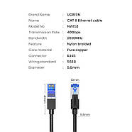 Сельний кабель для інтернету патч-корд UGREEN Cat8 F/FTP 40Gb/s Lan Ethernet Cable 20м (чорний) NW153, фото 10